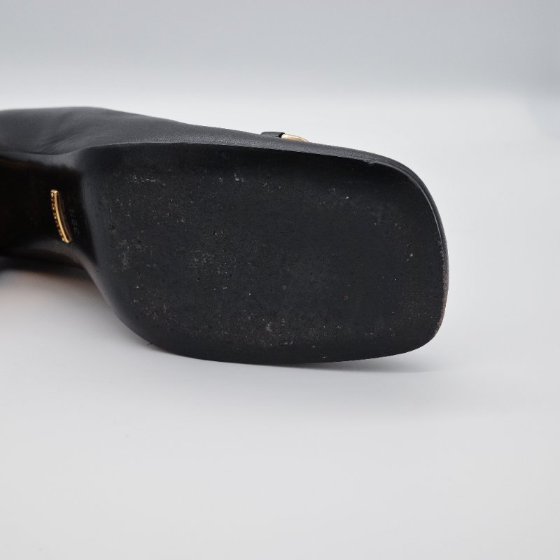 Gucci 古馳 Baby Horsebit  黑色 皮革 中跟包鞋-6