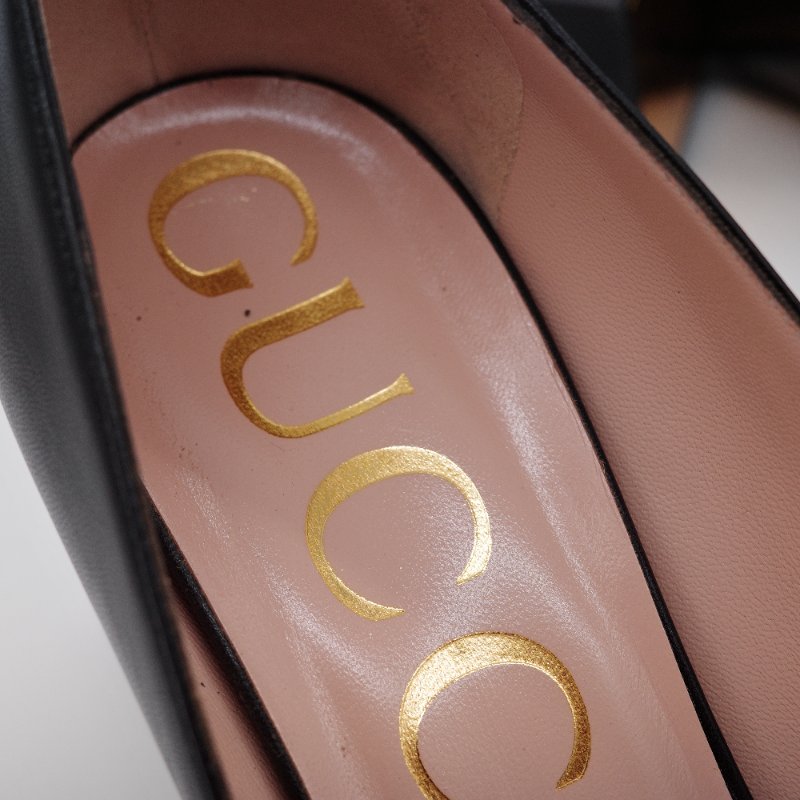 Gucci 古馳 Baby Horsebit  黑色 皮革 中跟包鞋-8