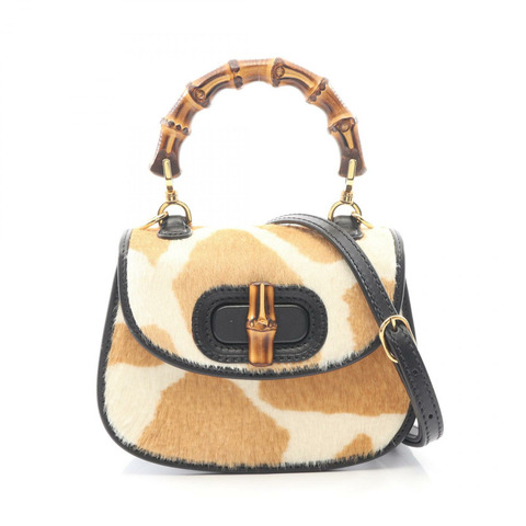 GUCCI Bamboo 1947 單肩手提包 686864 皮革 米色 白色 黑色 二手 女士