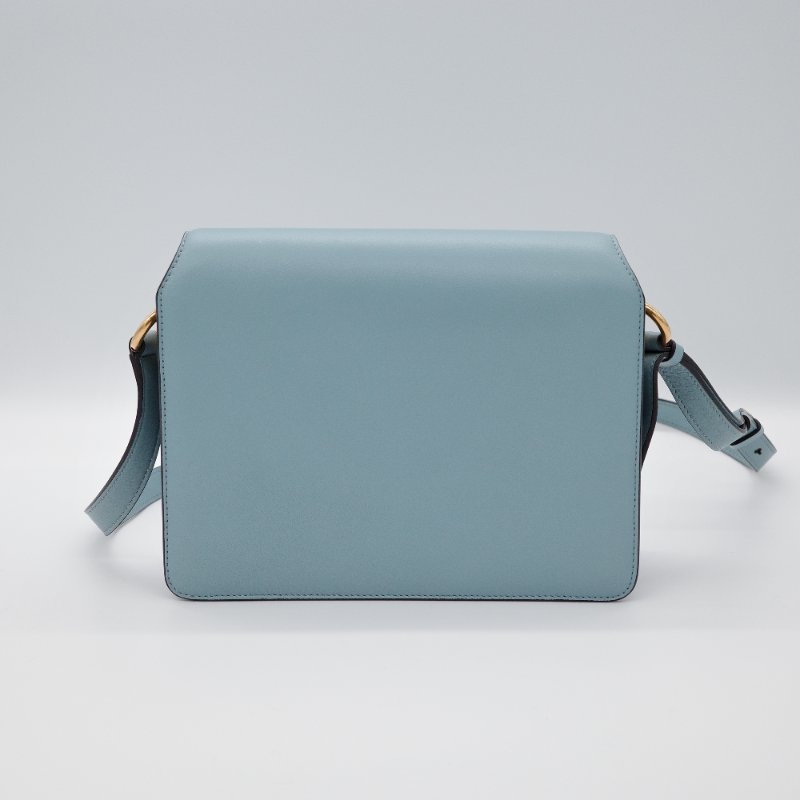 （ 很新很美 💙多分層）Salvatore Ferragamo 菲拉格慕 Joanne 淺藍色 光面小牛皮 翻蓋包 斜背包 風琴包-4