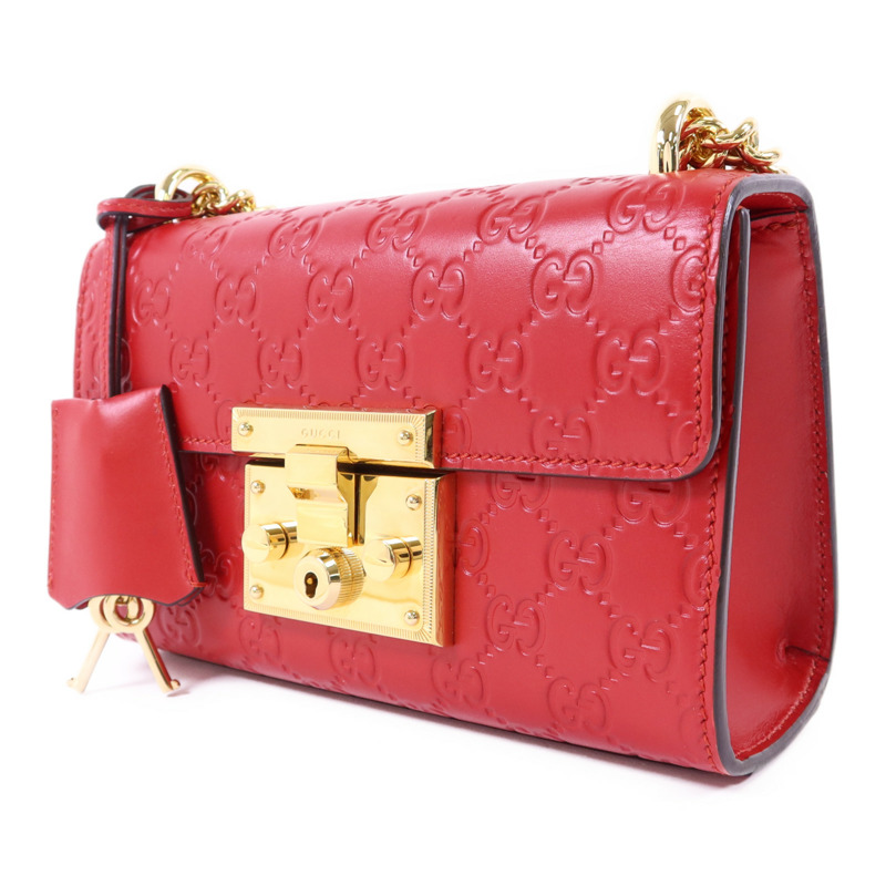 GUCCI 牛皮皮革Padlock GG金扣鏈帶肩背袋-2