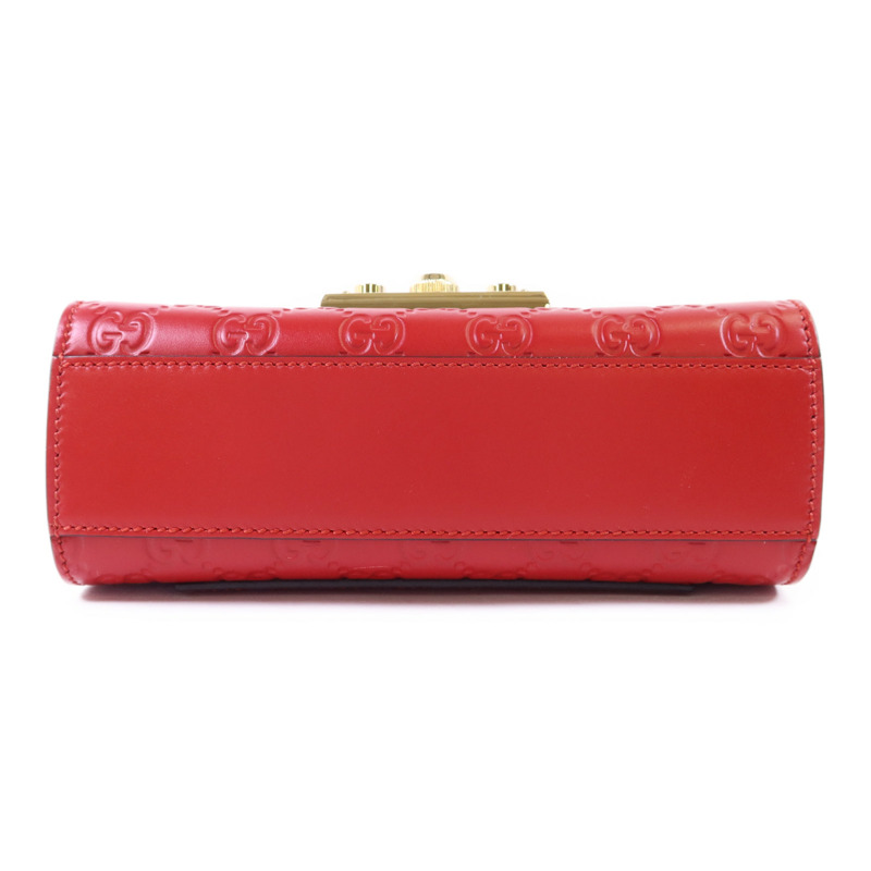 GUCCI 牛皮皮革Padlock GG金扣鏈帶肩背袋-3