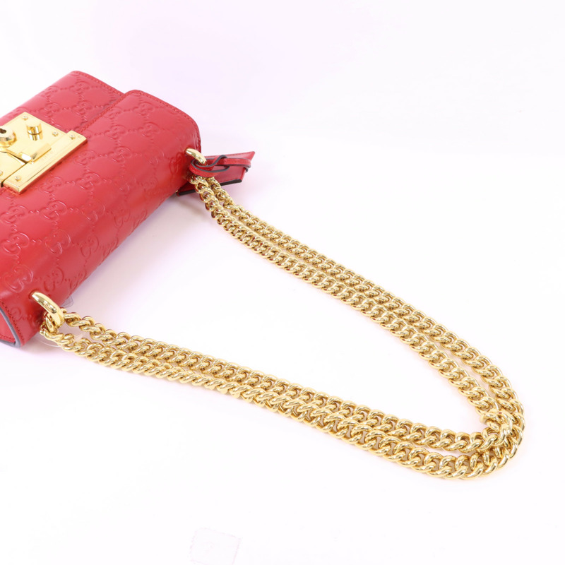 GUCCI 牛皮皮革Padlock GG金扣鏈帶肩背袋-4