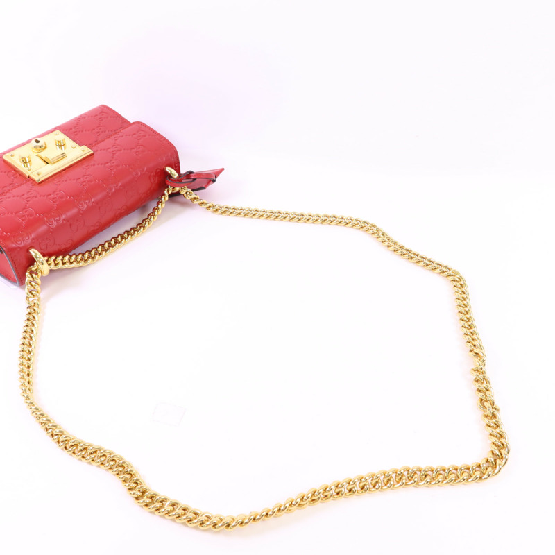 GUCCI 牛皮皮革Padlock GG金扣鏈帶肩背袋-5