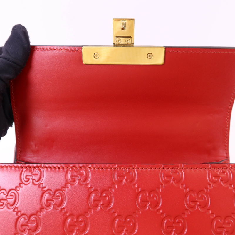 GUCCI 牛皮皮革Padlock GG金扣鏈帶肩背袋-18