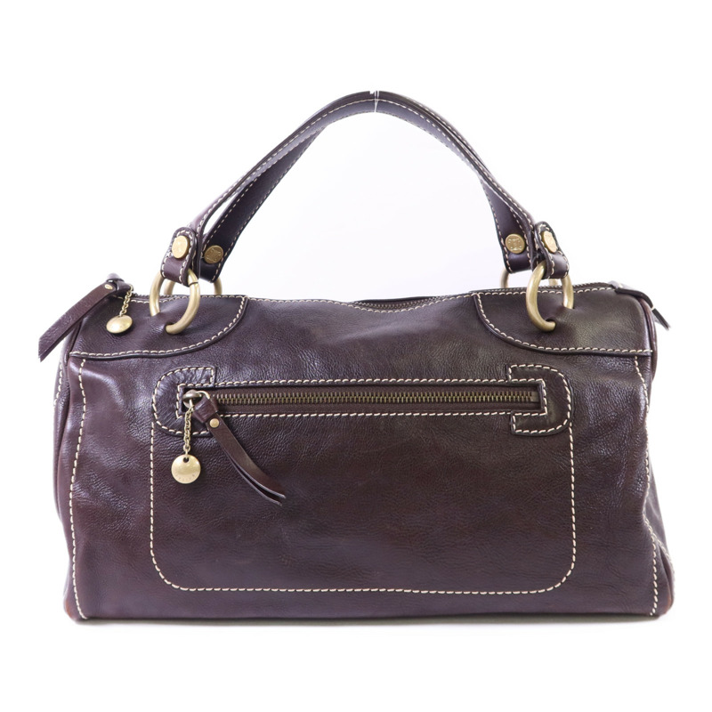 CELINE 牛皮皮革Bowling Bag金扣手挽袋-0