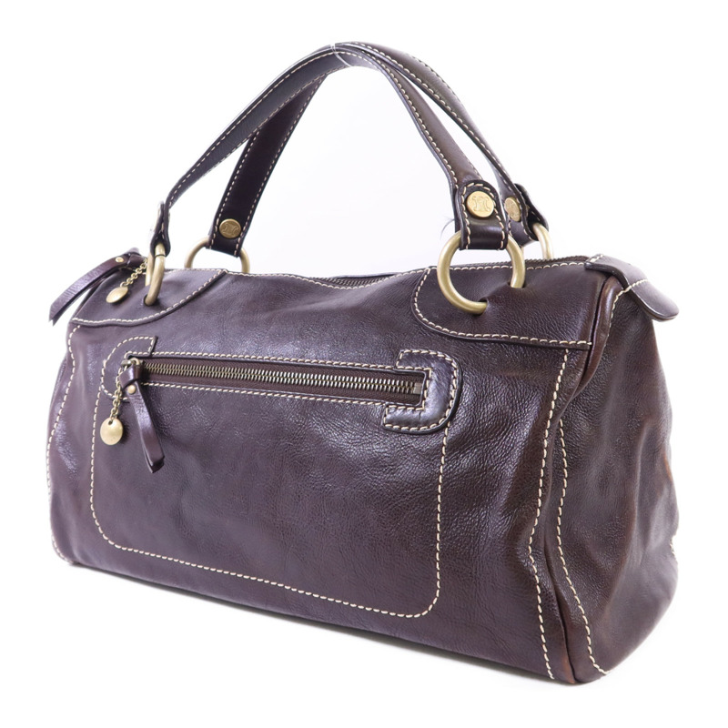 CELINE 牛皮皮革Bowling Bag金扣手挽袋-2