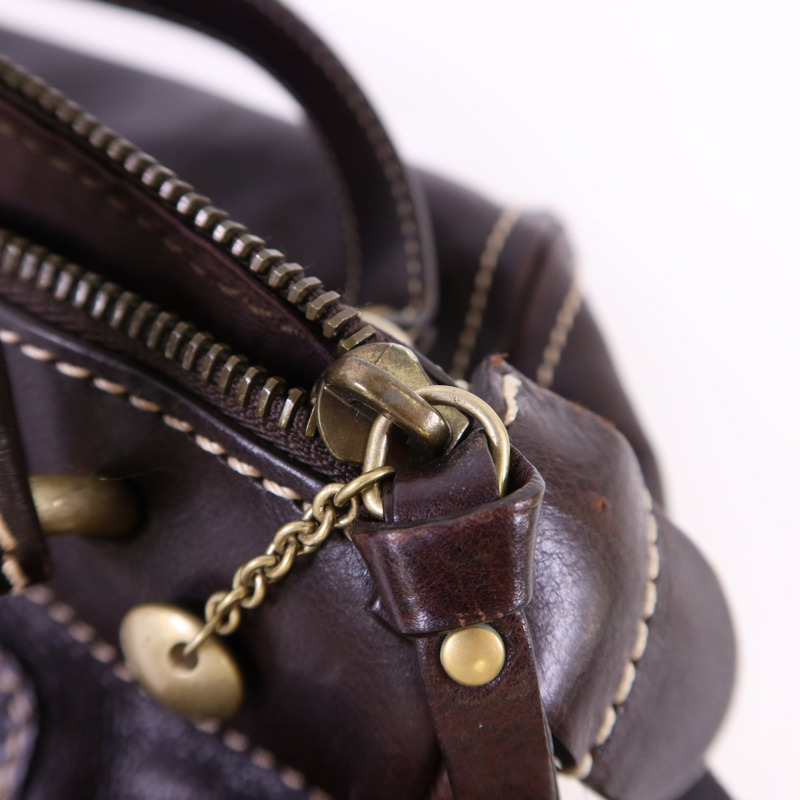 CELINE 牛皮皮革Bowling Bag金扣手挽袋-10