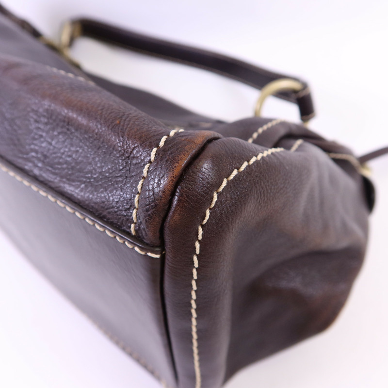CELINE 牛皮皮革Bowling Bag金扣手挽袋-11
