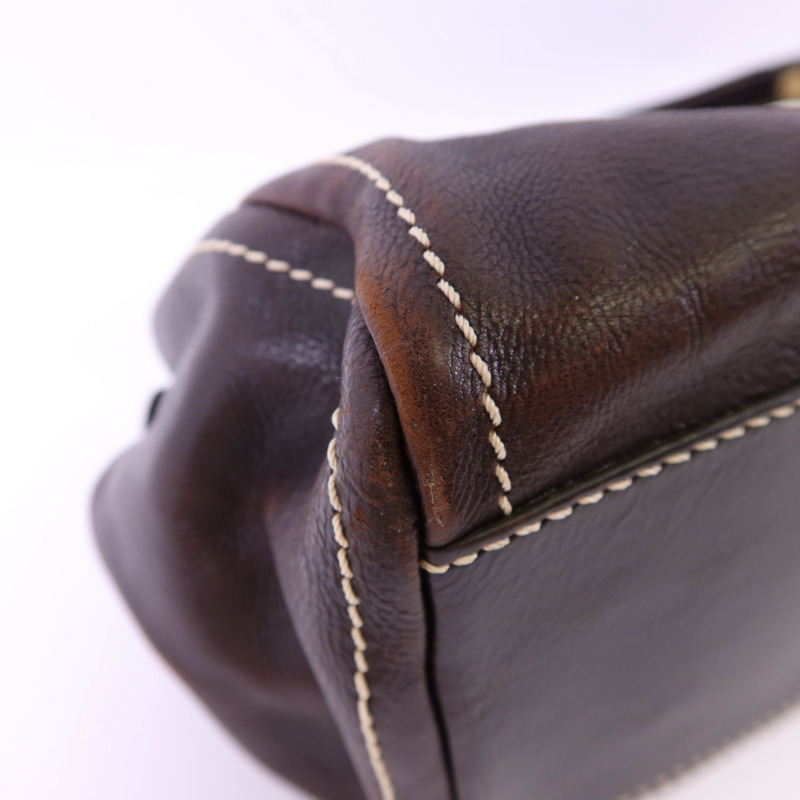 CELINE 牛皮皮革Bowling Bag金扣手挽袋-12
