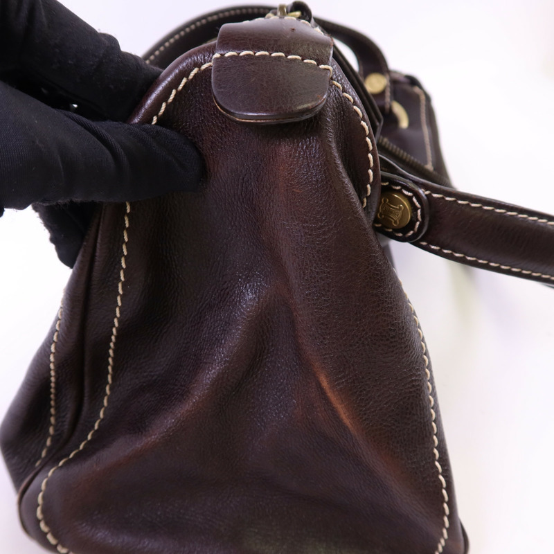 CELINE 牛皮皮革Bowling Bag金扣手挽袋-15