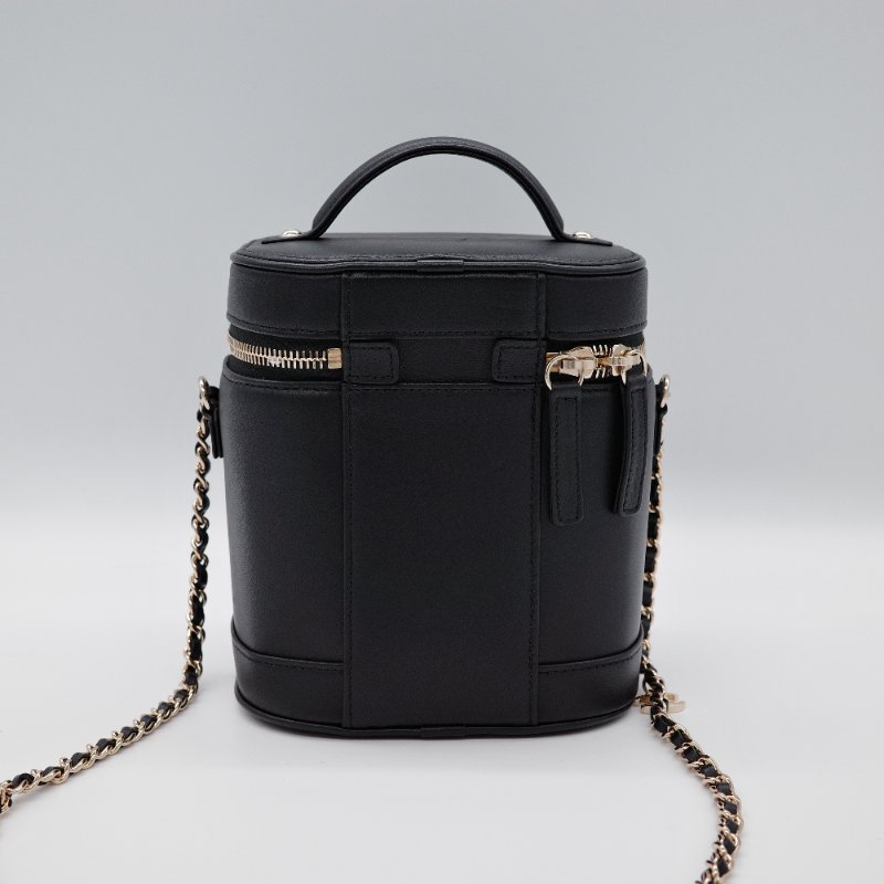 Chanel 香奈兒 CC Mania 黑色 羊皮 化妝包-4