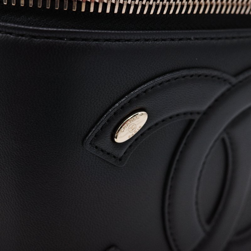 Chanel 香奈兒 CC Mania 黑色 羊皮 化妝包-7