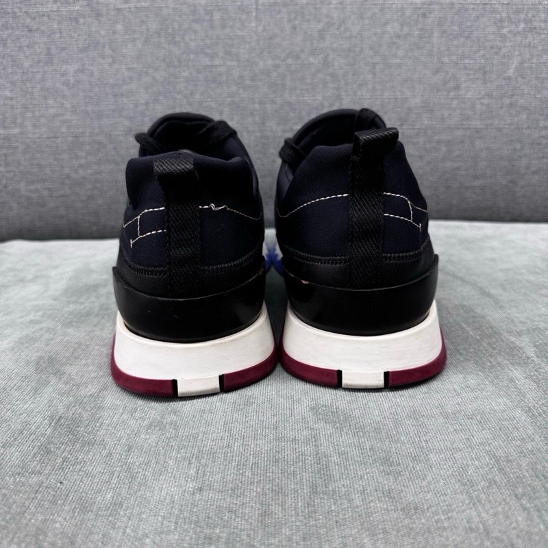 98新 Hermes/愛馬仕 黑色拼皮紅藍底運動鞋 40碼-9