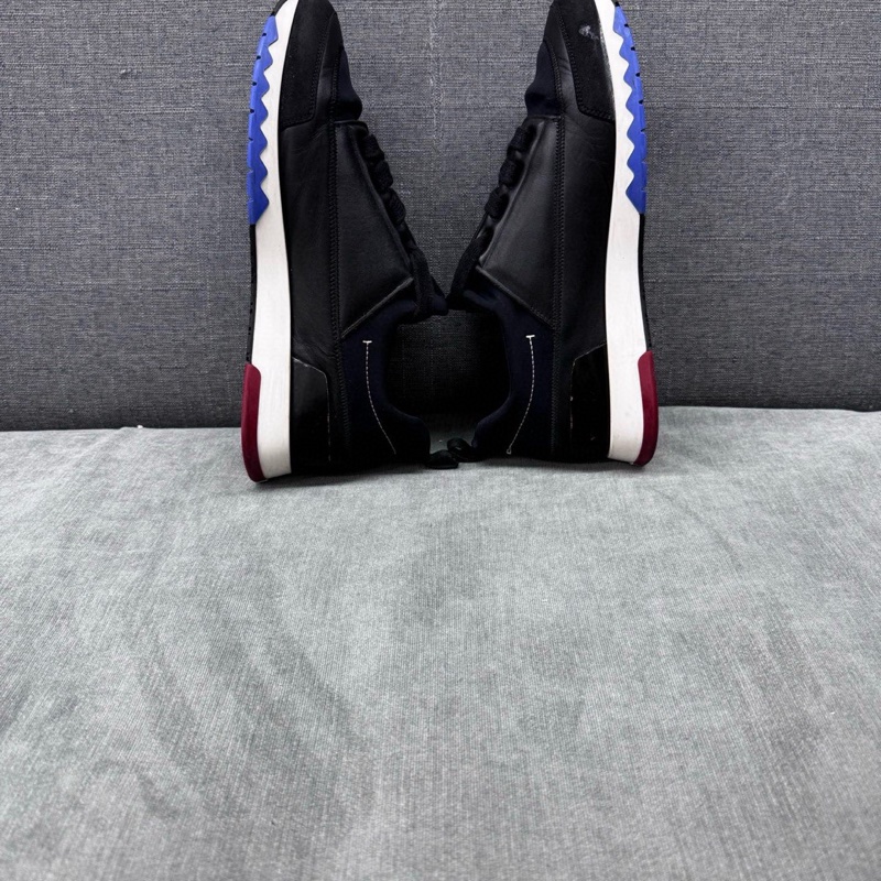 98新 Hermes/愛馬仕 黑色拼皮紅藍底運動鞋 40碼-11