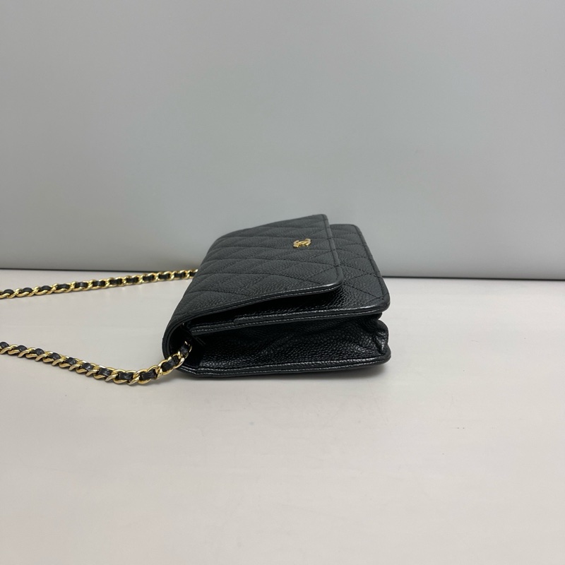 保卡款！ Chanel 香奈兒牛皮荔枝紋 WOC 黑金-3