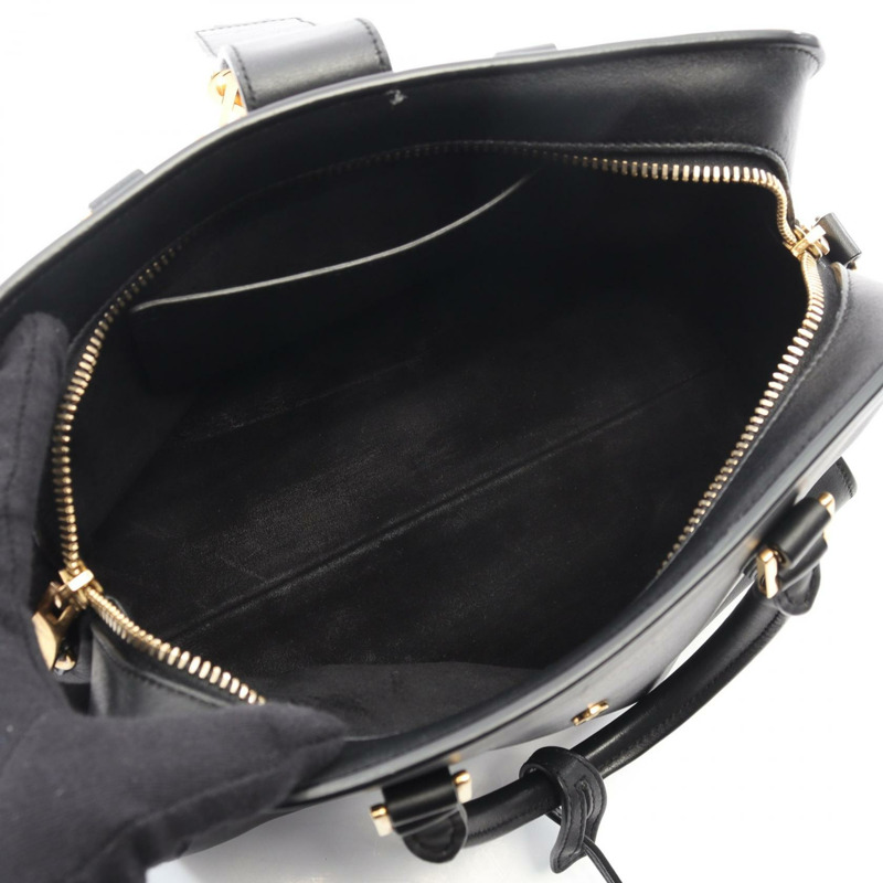 SAINT LAURENT PARIS Monogram Baby Cabas 肩斜背包，黑色皮革-2