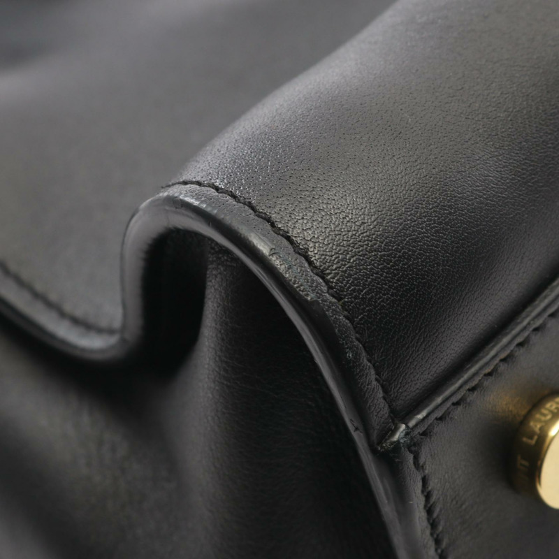 SAINT LAURENT PARIS Monogram Baby Cabas 肩斜背包，黑色皮革-4