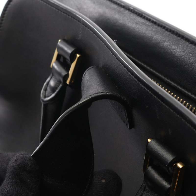 SAINT LAURENT PARIS Monogram Baby Cabas 肩斜背包，黑色皮革-6