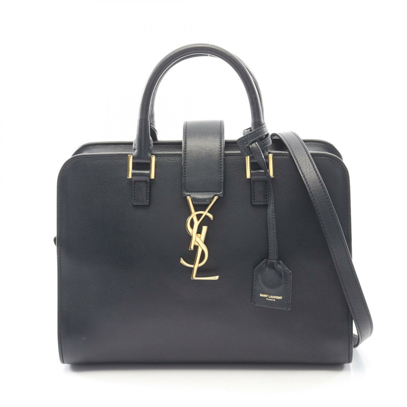 聖羅蘭 (SAINT LAURENT PARIS) Monogram Baby Cabas 單肩斜背包，海軍藍皮革-0