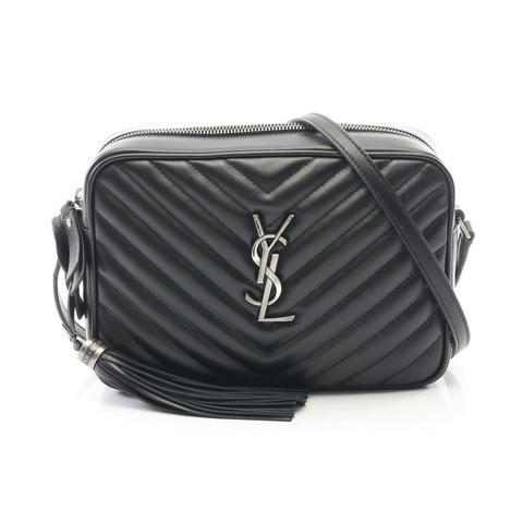 SAINT LAURENT PARIS LOU Monogram 相機斜背包 黑色皮革