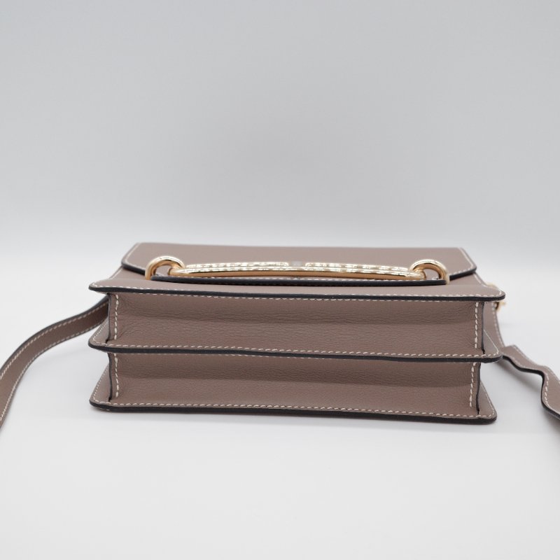 Hermès愛馬仕Roulis 23 大象灰 牛皮 金扣 斜背 豬鼻子包-4