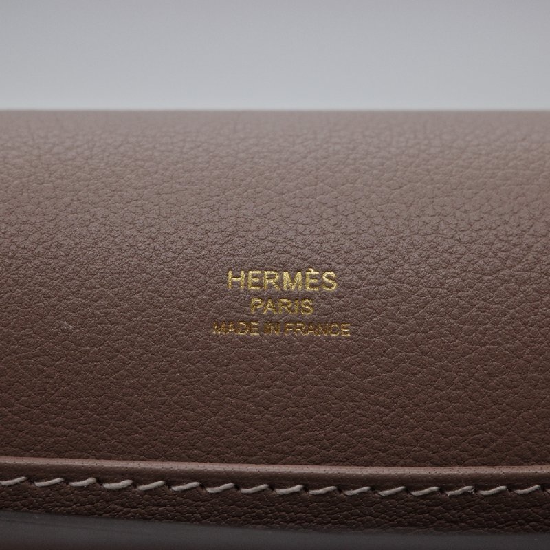 Hermès愛馬仕Roulis 23 大象灰 牛皮 金扣 斜背 豬鼻子包-11