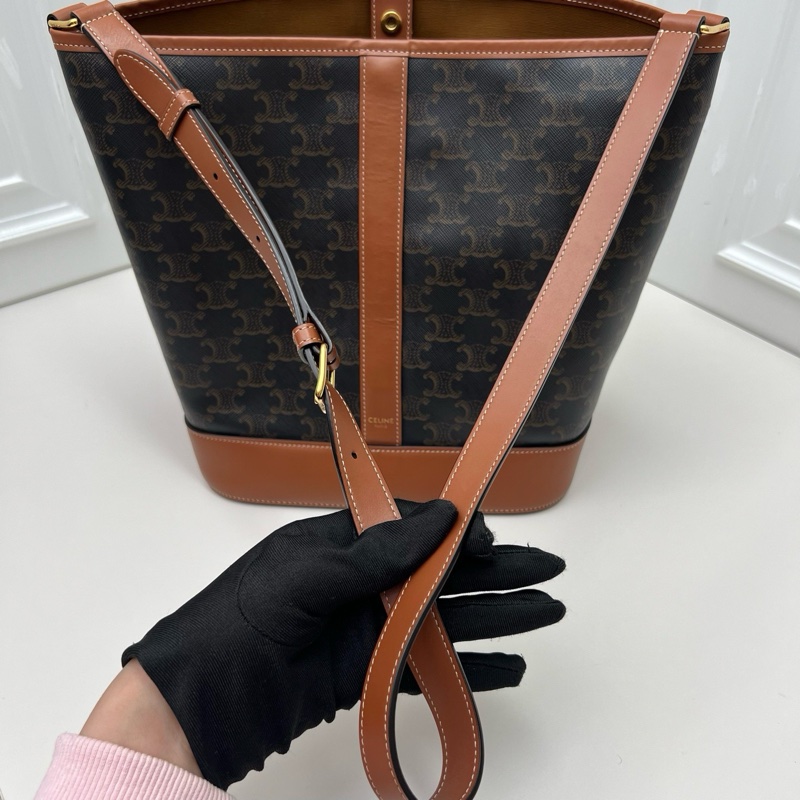 CELINE 賽琳 凱旋門老花水桶包 大號-5