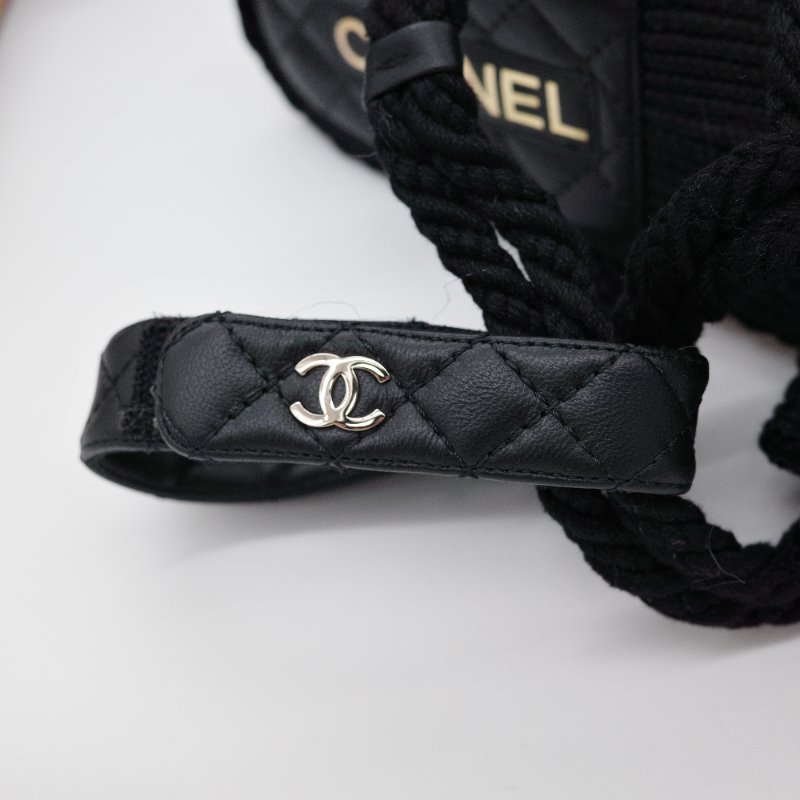 Chanel香奈兒 黑色菱格紋 羊皮 編織繩涼鞋-7