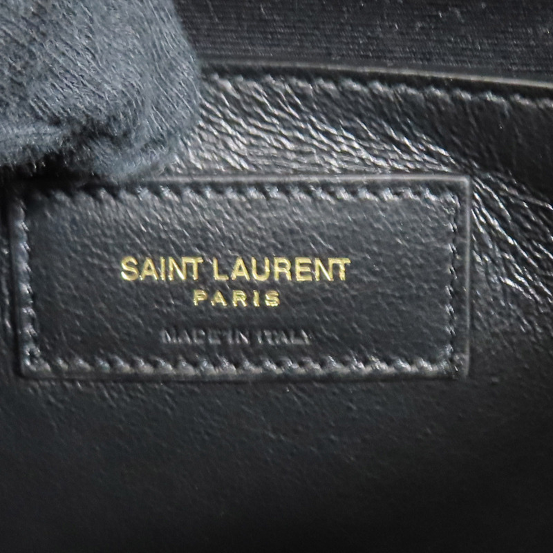 黑色 鱷魚壓紋牛皮 Manhattan 肩背包【SAINT LAURENT 聖羅蘭】 579271-7