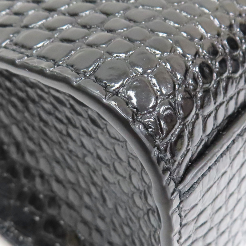 黑色 鱷魚壓紋牛皮 Manhattan 肩背包【SAINT LAURENT 聖羅蘭】 579271-12