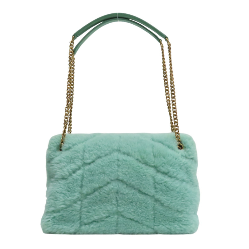 綠色 羊毛 羊皮 LouLou Puffer 肩背包【SAINT LAURENT YSL 聖羅蘭】 577476-1