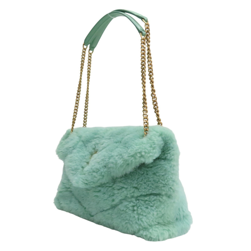 綠色 羊毛 羊皮 LouLou Puffer 肩背包【SAINT LAURENT YSL 聖羅蘭】 577476-2