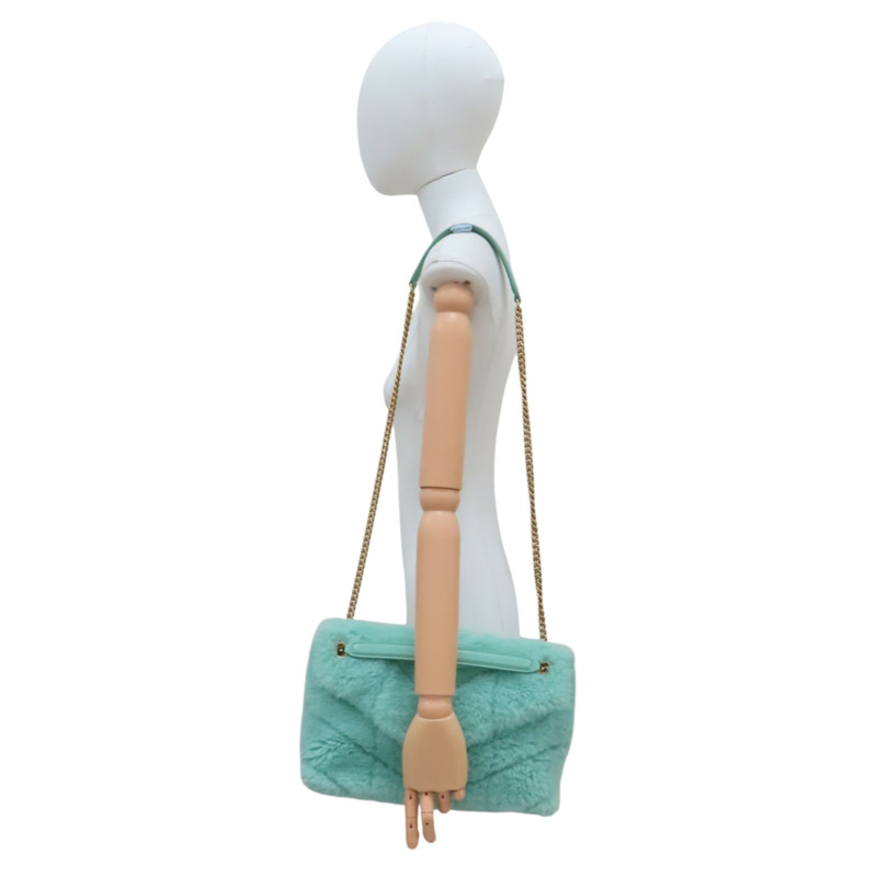 綠色 羊毛 羊皮 LouLou Puffer 肩背包【SAINT LAURENT YSL 聖羅蘭】 577476-12