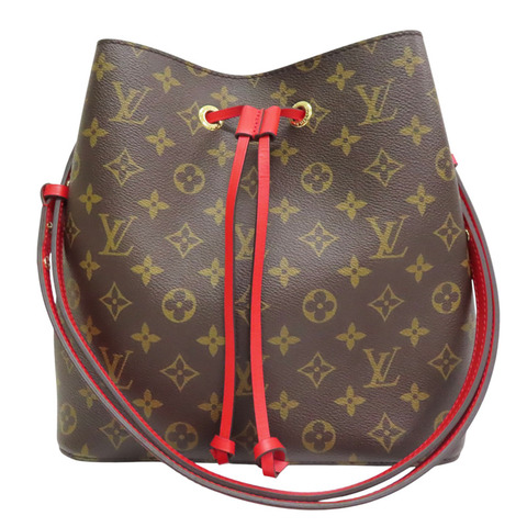棕色 原花 帆布 紅色牛皮 NeoNoe MM 水桶包 肩背包【LOUIS VUITTON LV 路易威登】 M44021