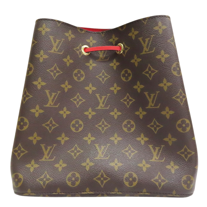 棕色 原花 帆布 紅色牛皮 NeoNoe MM 水桶包 肩背包【LOUIS VUITTON LV 路易威登】 M44021-1