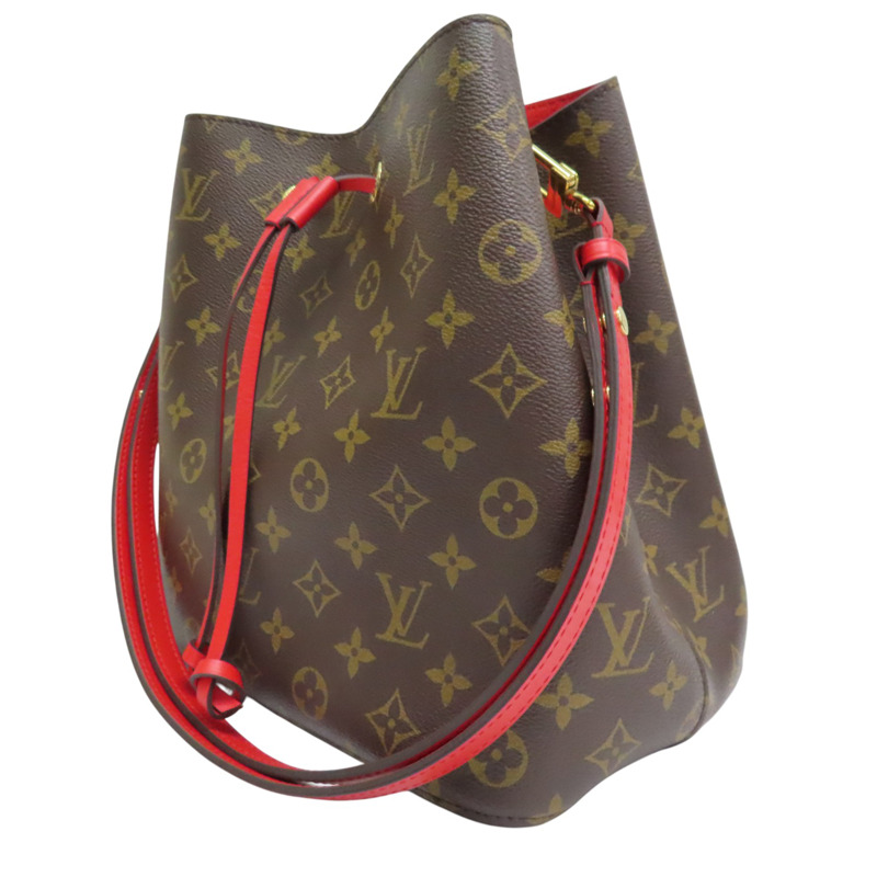 棕色 原花 帆布 紅色牛皮 NeoNoe MM 水桶包 肩背包【LOUIS VUITTON LV 路易威登】 M44021-2