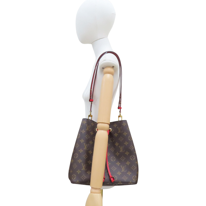棕色 原花 帆布 紅色牛皮 NeoNoe MM 水桶包 肩背包【LOUIS VUITTON LV 路易威登】 M44021-7