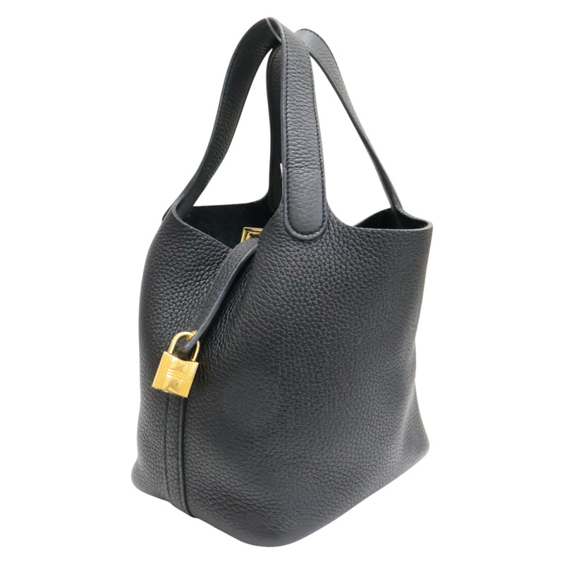 黑色 Taurillon牛皮 Picotin Lock 18 手提包 B刻 金釦【HERMES 愛馬仕】 H056289CC89-2