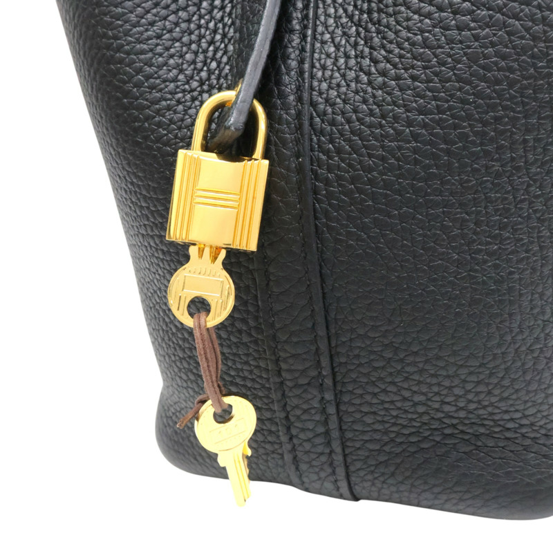 黑色 Taurillon牛皮 Picotin Lock 18 手提包 B刻 金釦【HERMES 愛馬仕】 H056289CC89-12