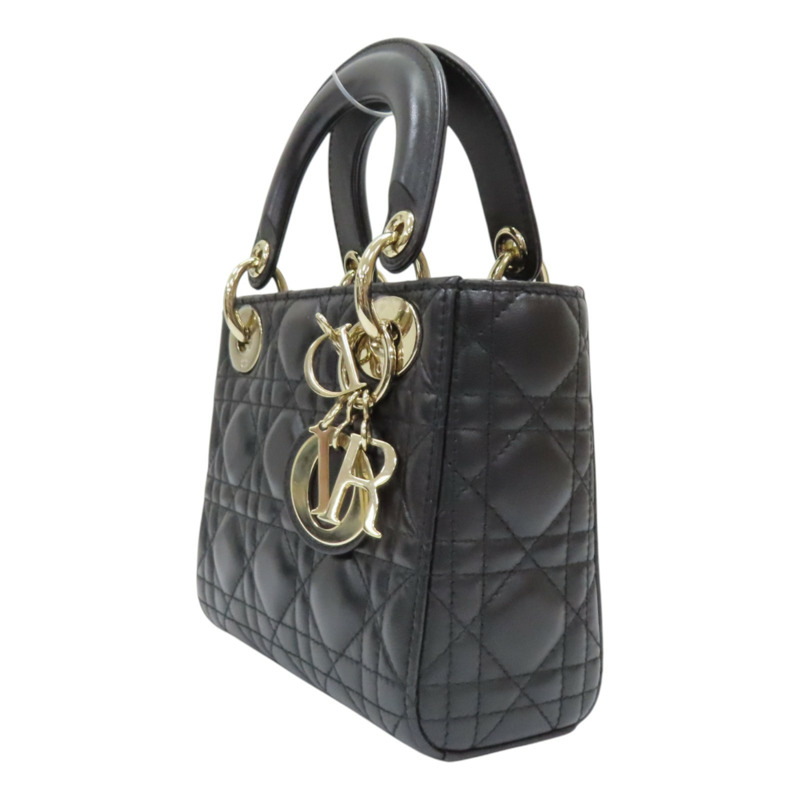 黑色 籐格紋 羊皮 Lady Dior Mini 兩用包【Dior 迪奧】 M0505ONGE-2