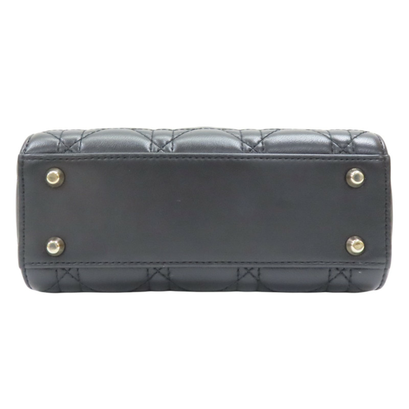 黑色 籐格紋 羊皮 Lady Dior Mini 兩用包【Dior 迪奧】 M0505ONGE-3