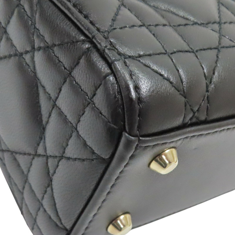 黑色 籐格紋 羊皮 Lady Dior Mini 兩用包【Dior 迪奧】 M0505ONGE-11