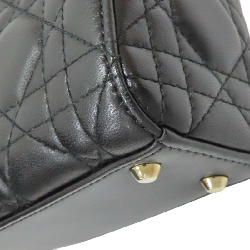 黑色 籐格紋 羊皮 Lady Dior Mini 兩用包【Dior 迪奧】 M0505ONGE-12