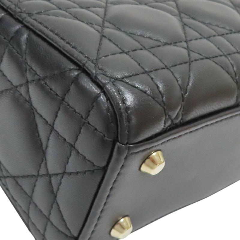 黑色 籐格紋 羊皮 Lady Dior Mini 兩用包【Dior 迪奧】 M0505ONGE-13