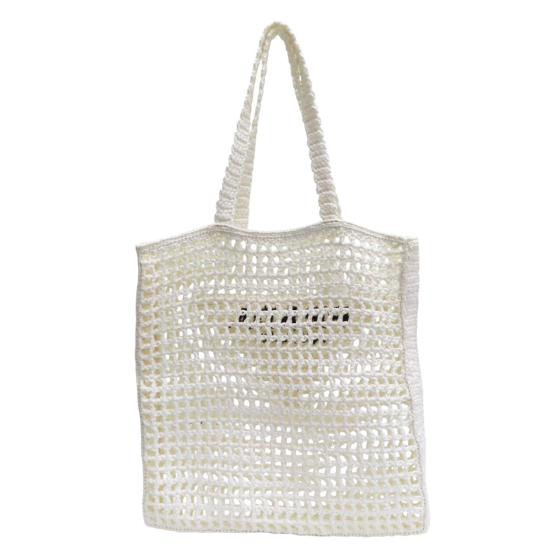 白色 拉菲草編織 Crochet 肩背包【PRADA 普拉達】 1BG393-1