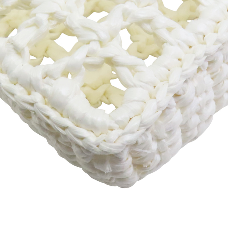 白色 拉菲草編織 Crochet 肩背包【PRADA 普拉達】 1BG393-6