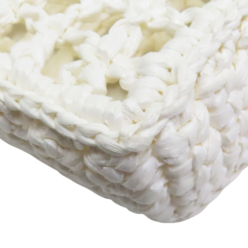 白色 拉菲草編織 Crochet 肩背包【PRADA 普拉達】 1BG393-7