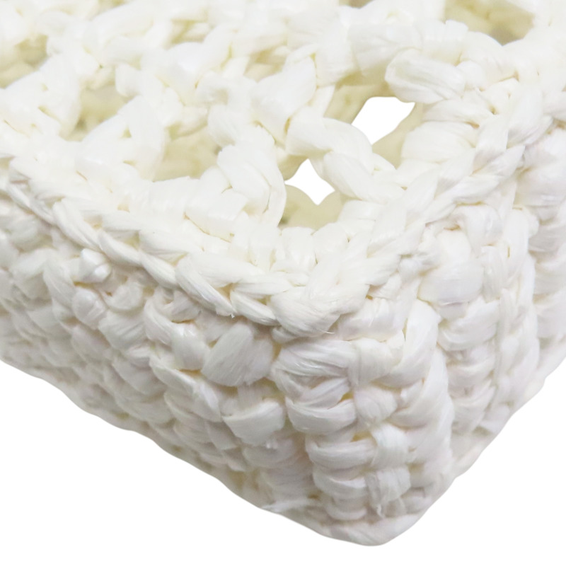 白色 拉菲草編織 Crochet 肩背包【PRADA 普拉達】 1BG393-9