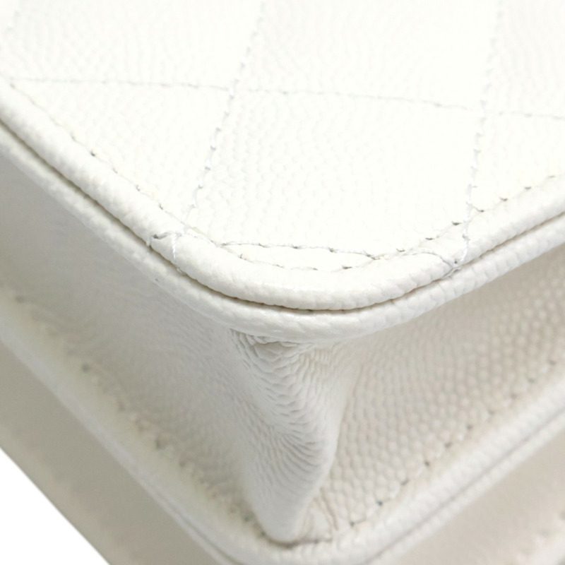 米白色 荔枝紋牛皮 WOC鏈帶 肩背包 金扣【CHANEL 香奈兒】 AP4402-13